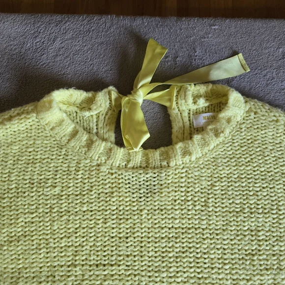 Anthropologie Maeve Cecile Bow-Back Sweater Bright Yellow Size XS - Picture 6 of 16